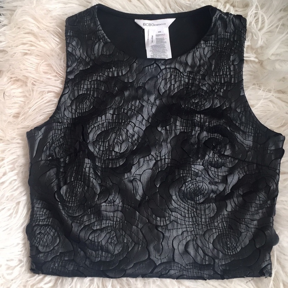 BCBGeneration Faux Leather Top